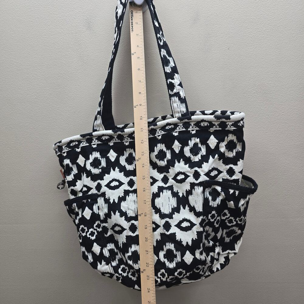 Thirty-One Retro Metro Aztec Print Canvas Tote Bag Bohemian Boho White Black - Picture 6 of 14